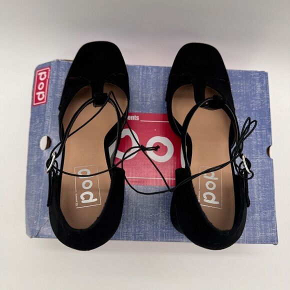 Pop Westerly Platform Block‎ Heel Maryjane New Size 9.5 Black Y2K Strappy - Picture 9 of 11